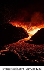 Iceland Volcano Eruption Meradalir With Lava