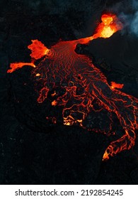 Iceland Volcano Eruption Meradalir With Lava