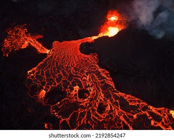 Iceland Volcano Eruption Meradalir With Lava