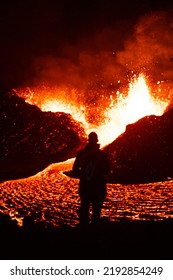 Iceland Volcano Eruption Meradalir With Lava