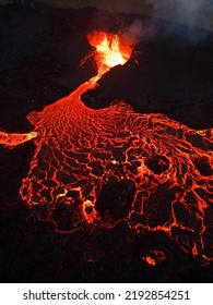 Iceland Volcano Eruption Meradalir With Lava