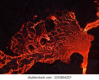 Iceland Volcano Eruption Meradalir With Lava