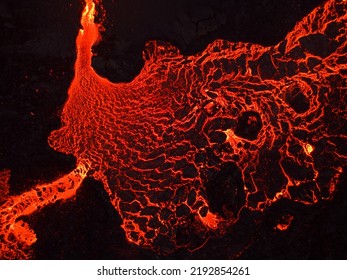 Iceland Volcano Eruption Meradalir With Lava