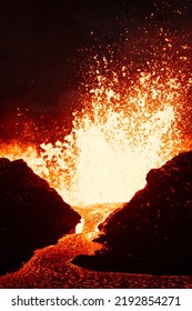 Iceland Volcano Eruption Meradalir With Lava