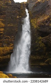 Iceland Waterfall In Mountain No People