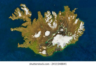 Icelands Volcanic Glacier. Skeiarrjkull is known for flooding caused by volcanic eruptions underneath the ice. Elements of this image furnished by NASA. - Powered by Shutterstock