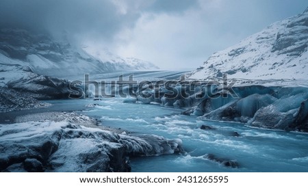 Iceland's Winter Magic The Frozen Majesty of Godafoss Waterfall at Twilight