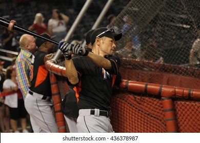 Ichiro Suzuki Center Fielder For The Miami Marlins At Chase Field In Glendale AZ USA 6-10-16.