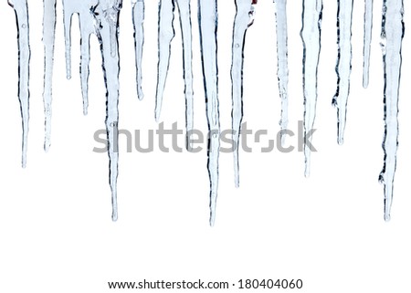 Icicles cut out, isolated on white background