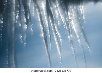 Icicles melt on a sunny winter day, shot on a Soviet Helios lens with inverted lenses