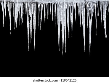 Icicles on a black background