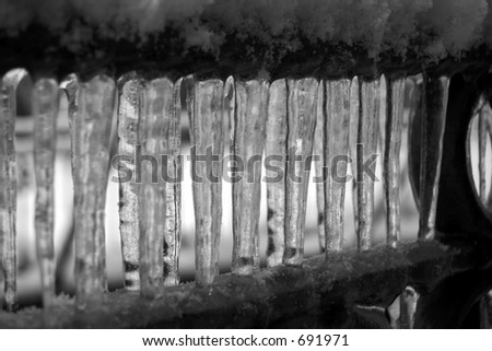 icicles on handrail