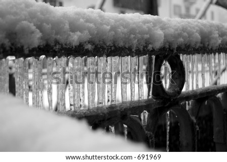 Icicles on railing