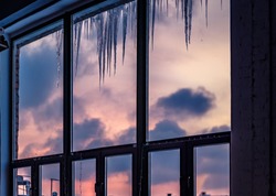 Icicles Outside Window