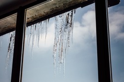 Icicles Outside Window