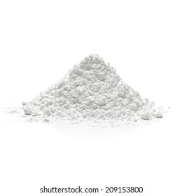 Icing, Powder, Confectioners Or Caster Sugar Pile Side View Isolated On White Background