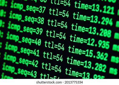 ICMP ping text on a computer screen, terminal text