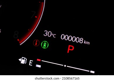 The Icon Of Not Wearing A Seat Belt Warning Icon Symbol On Dashboard Car Miles Or Speed Of Meter With. Transportation Concept.