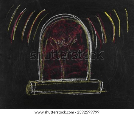 Icon rotating light, hand draw chalk on chalkboard, blackboard texture