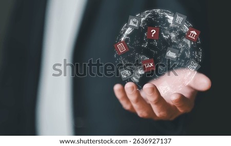 Icon with white and red cube for difficulty of doing global business. Challenge from uncertainty and legal compliance. Taxes for international trade between countries. World economy.