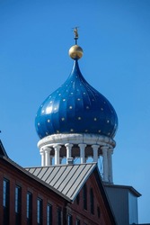 The Iconic Blue Onion Dome On Top Of The Old Colt Firearms Factory In Hartford, Connecticut, USA
