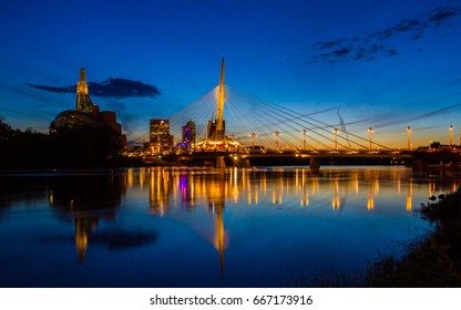 Iconic bridge gracing the Winnipeg downtown skyline
