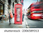 Iconic British red phone box on Piccadilly in London