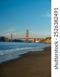 The iconic Golden Gate Bridge from Baker Beach.