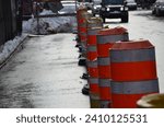 Iconic Montreal Orange Cone on Saint Catherine Street