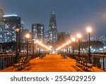 Iconic Night Skyline of Downtown San Francisco Viewed From Pier 7 at the Embarcadero - California, United States