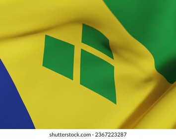 Iconic Saint Vincent and the Grenadines National Flag Waving - Shutterstock ID 2367223287