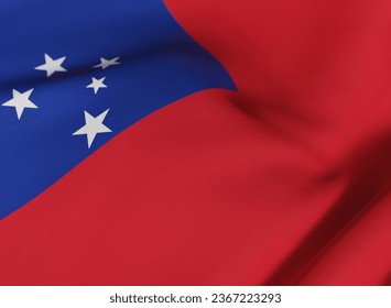 Iconic Samoa National Flag Waving - Shutterstock ID 2367223293