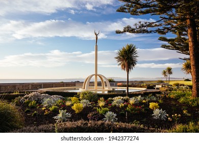The iconic Spirit of Napier monument on Napier Beach near the Napier Reef Garden in New Zealand