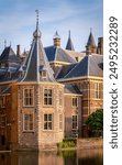 Iconic view of the Binnenhof, Dutch Parliament hub with the Tower, het Torentje. The Hague