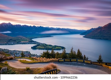 Iconic view of Queenstown from the Skyline Luge at sunrise | Queenstown, NEW ZEALAND