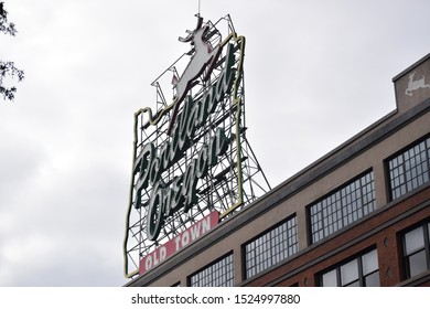 Iconic White Stag Sign In Portland, Oregon 