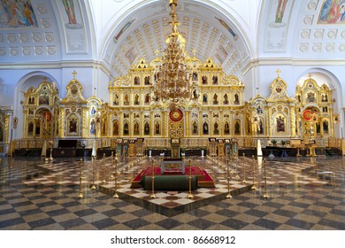 Iconostasis In Russian Orthodox Church. Altar.