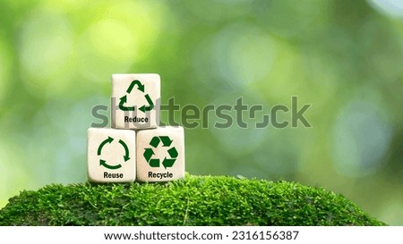 icons related to reduce, reuse, recycle on green background blocks The concept of reduce, reuse, reuse symbols, ecological waste management and sustainable and economical lifestyles. Stock foto © 
