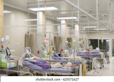 ICU Room Patients Crisis Ward Lying In Bed Emergency Patients In Hospital