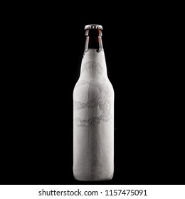 The Icy Bottle Of Beer On A Black Background