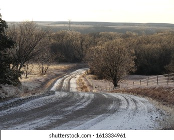 Icy Country Roads After Kansas Winter Storm