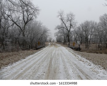 Icy Country Roads After Kansas Winter Storm