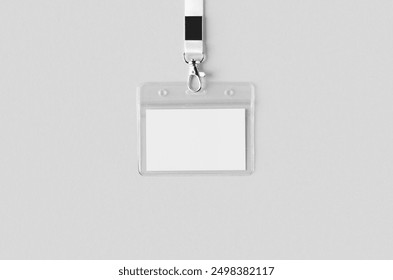 ID Card holder mockup with lanyard, horizontal.