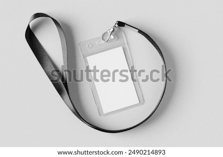 ID Card holder mockup with lanyard, vertical.