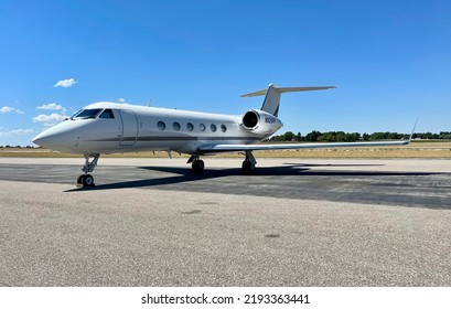 Idaho Falls, Idaho- August 16 2022: A Gulfstream IV Parked At Idaho Falls Regional Airport.