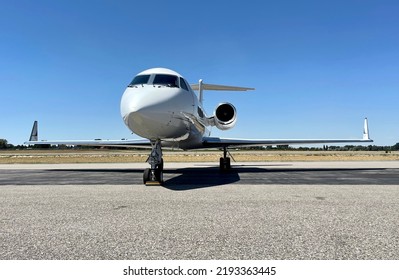 Idaho Falls, Idaho- August 16 2022: A Gulfstream IV Parked At Idaho Falls Regional Airport.