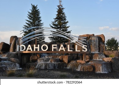 IDAHO FALLS, ID - AUG 24: The Idaho Falls city sign in Idaho, as seen on Aug 24, 2017.