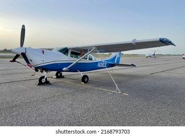 Idaho Falls, Idaho - June 17 2022: A Cessna T206 Turbo Stationair Parked At Idaho Falls Regional Airport.