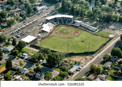 Idaho Falls, Idaho, USA July 27, 2007 An Aerial Image Of A Pioneer League Baseball Stadium In A City Of About 50,000 People.