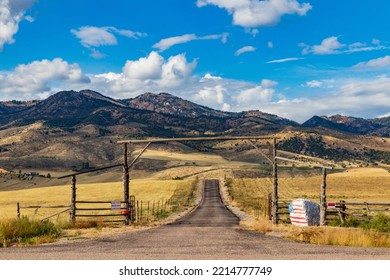 Idaho Ranch Gate With Mountain Views